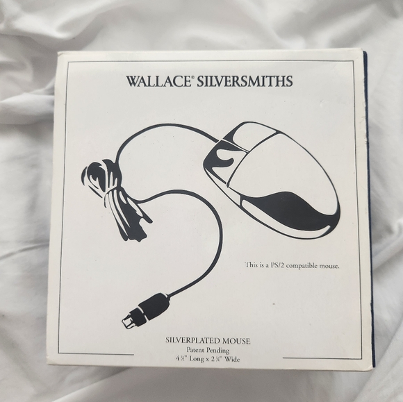 New Wallace Silversmiths Silverplated Computer Mouse w/Blue Velvet Storage Box - Picture 10 of 10